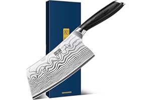 HOSHANHO Cleaver Knife 7 Inch, Razor Sharp High Carbon Powder Steel Meat Cleaver, Professional Japanese Butcher Chopper Kitch