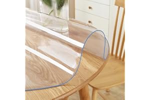 PoPoTo 40 Inch Round Clear Table Cover Protector, Thick Plastic Tablecloth Vinyl Easy Clean, Protective PVC Desk Mat Pad for Round Coffee Table Living Dining Room Kitchen Waterproof Heat Resistant
