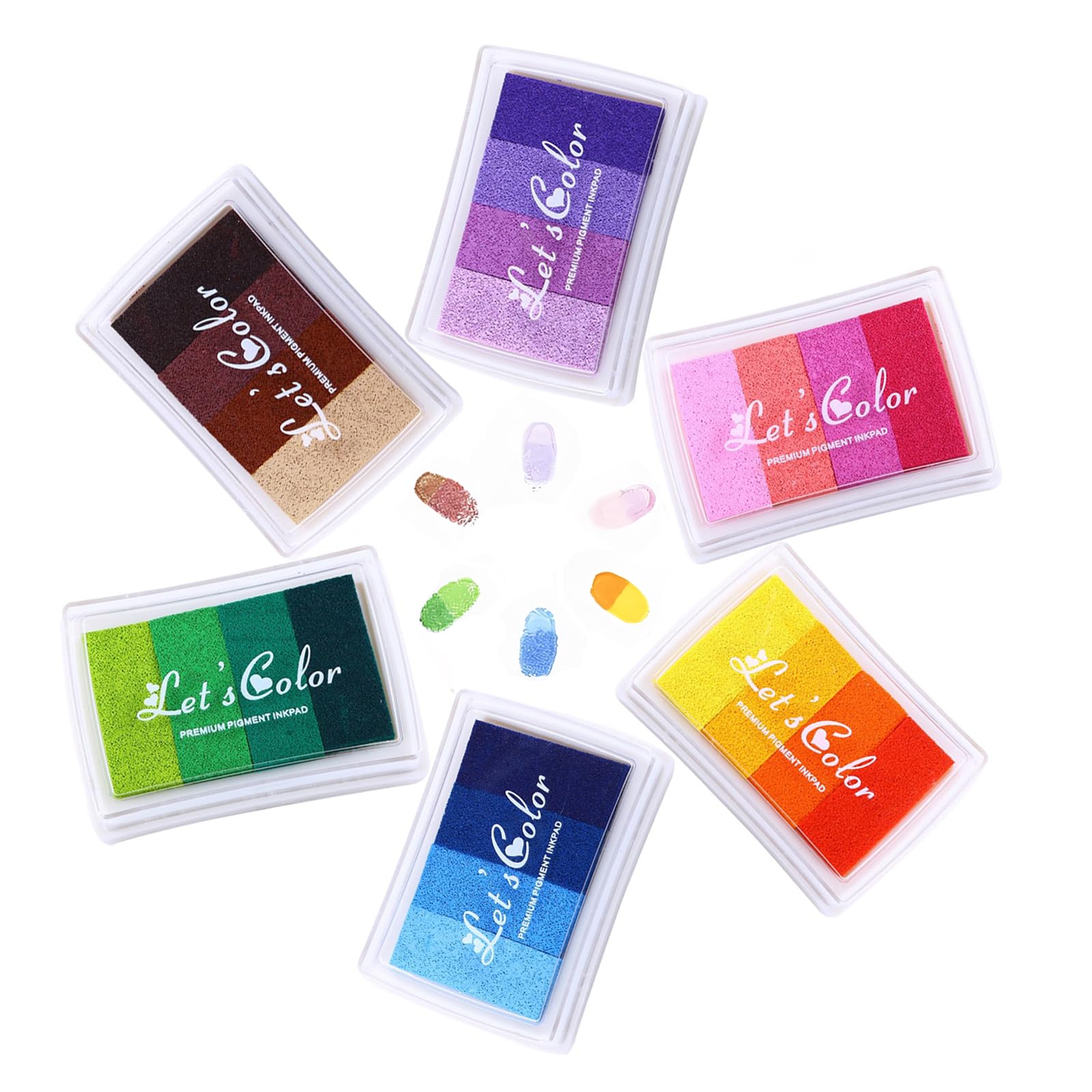 Samcos Stamp Stand, Set of 6 Colorful Ink DIY Handmade Message Card New Year's Greeting Card Finger Painting Hanko Christmas Celebration