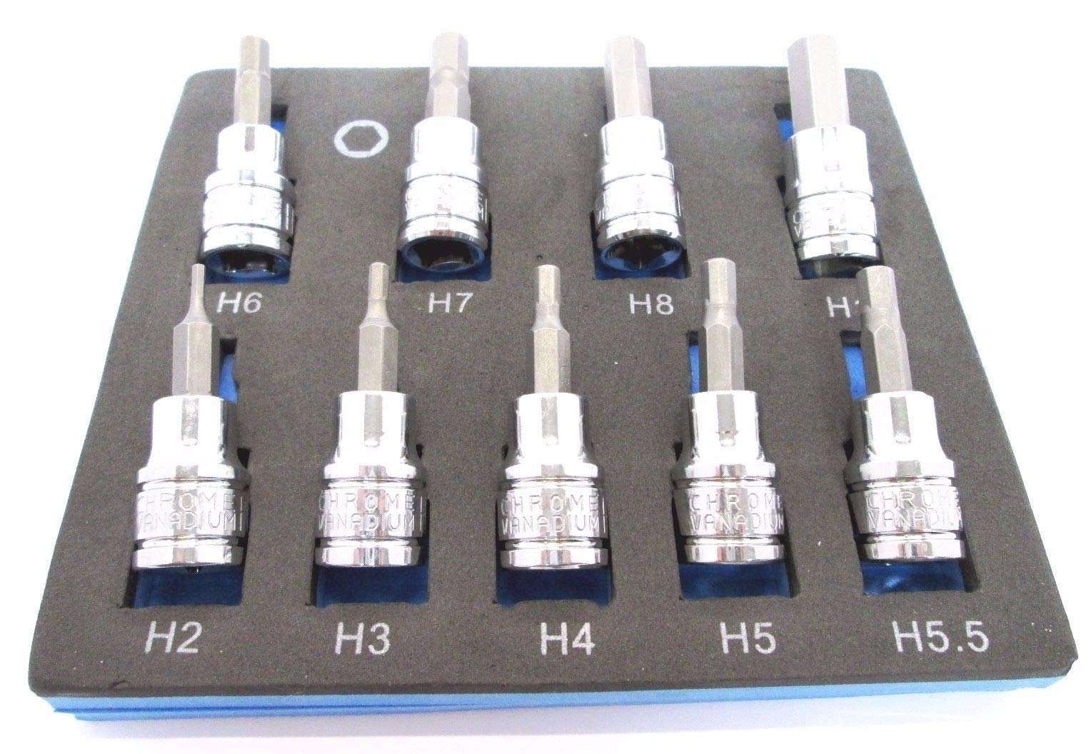 9Pc 3/8 Drive 48mm Long S2 Hex Bit Set 2-10mm