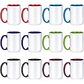 TANGLONG Sublimation Mugs 15 oz Sublimation Cups Bulk Coffee Mugs Tazas Para Sublimar 6 Assorted Colors Set of 12