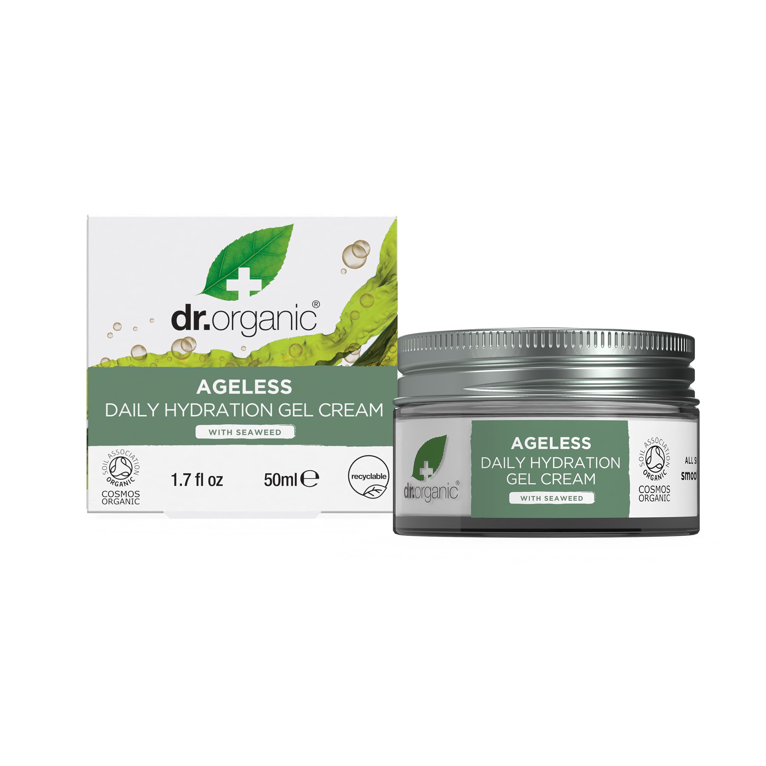 Dr Organic Ageless Daily Hydration Gel Cream with Organic Seaweed, Moisturising, Fine Lines, Wrinkles, Natural, Vegan, Cruelty-Free, Paraben & SLS-Free, Recycled&Recyclable, Certified Organic, 50ml — image 1