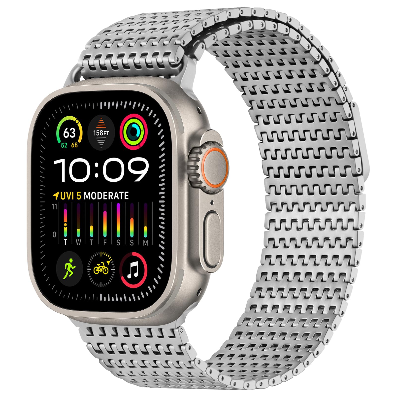 Anlinser Compatible with Apple Watch Strap 49mm 46mm 45mm 44mm 42mm, Magnetic Straps Stainless Steel Metal Band Designed for Apple Watch Ultra 3/2/1 Series 11 10 9 8 7 6-1 SE(49mm/Ultra, Silver)