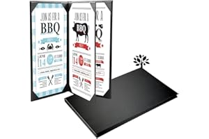 ONLVAN 8.5x14 Restaurant Menu Covers Holders Four View Leather Menu Holder Covers Black Leather Menu Covers for Wine List, Drinks, Cafes, Bar, Hotel (8.5x14 inch/4 View-Book Style/1 Pack)