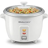 Elite Gourmet ERC-003X Rice Cooker, Keep Warm, White, 6 Cups Cooked | 3 Cups Uncooked - Also Makes Soups, Stews, Grains and Hot Cereals for Versatile One-Pot Meals