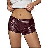 SweatyRocks Women's PU Leather Shorts Low Rise Sexy Rave Party Mini Shorts Hot Pants