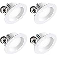 Hyperikon 4 Inch LED Recessed Lights 9W=65W, Dimmable LED Retrofit Downlights, UL, Warm White, 4 Pack