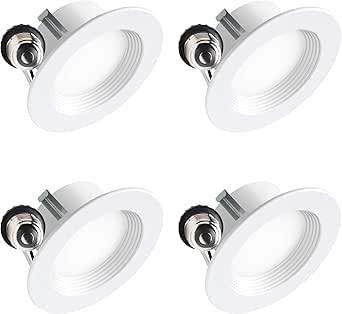 Hyperikon 4 Inch LED Recessed Lights 9W=65W, Dimmable LED Retrofit Downlights, UL, Warm White, 4 Pack