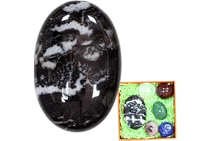 1PC Zebra Jasper Natural Oval Worry Stone 2.4"+5 Tumbled Natural Stone, STINO Real Crystal Palm Stone for Anxitey, Pocket Healing Crystal (Zebra Jasper)