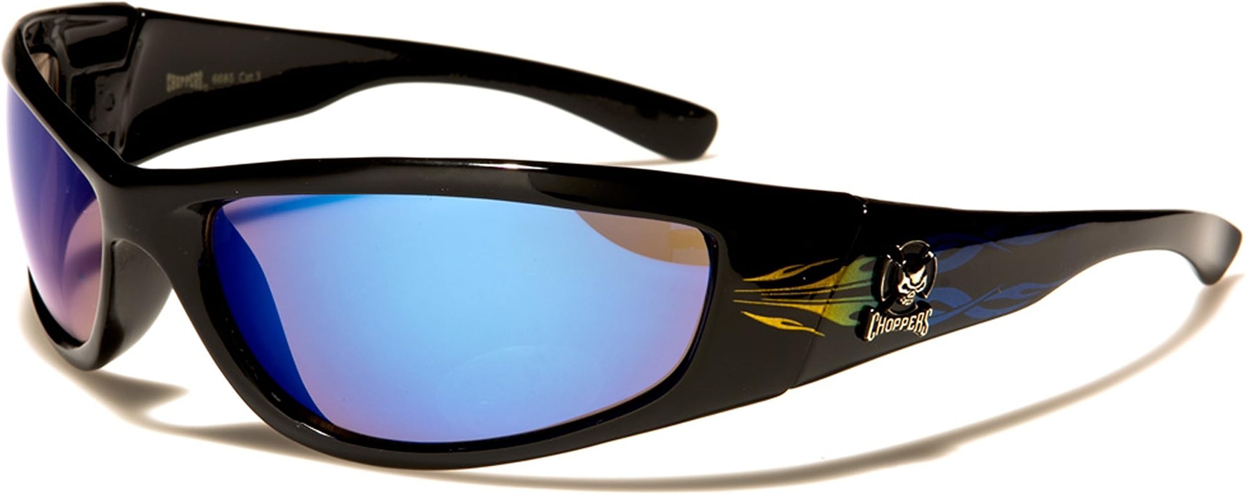 New Choppers Biker Wrap Style - Quality Frame with Flame Print - SDK SUNGLASSES - 100% UV400 UVA UVB Protection - Men Women Unisex - Stunning Stylish Aerodynamic Biker Motorcycle Driving Shades