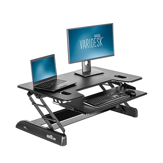 VARIDESK Taller Height Adjustable Standing Desk Converter Exec 40 Stand Up