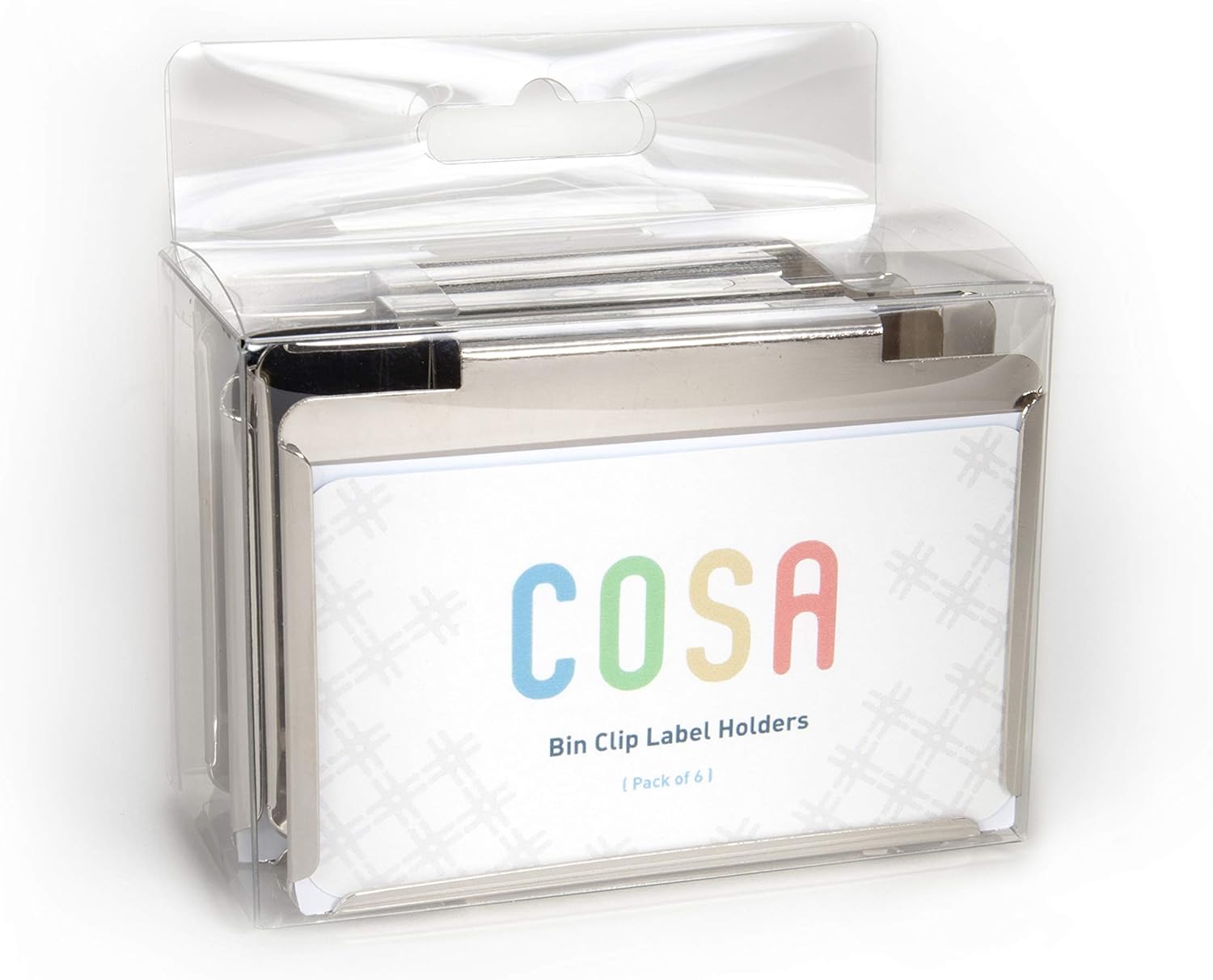 Basket Bin Labels Clip on | Label Holders for Basket or Storage Bins | Metal Hanging Bin Clip Labels - Stainless/Nickel Finish [Pack of 6]: Home & Kitchen