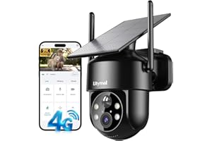 LITYMOL 4G LTE Cellular Solar Security Cameras Wireless Outdoor,No WiFi Cameras for Home Security,2K Surveillance Camera Lenses,Spotlight Siren Alarm,AI Detection,SD/Cloud Storage, Wire-Free