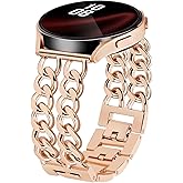 Gold Metal Bracelet Band Women 20mm Adjustable Single Chain Compatible with Samsung Galaxy Watch 7/6/5/4/Active 2/4 Classic/6 Classic/5 Pro/FE 40mm 42mm 43mm 44mm 45mm 46mm 47mm (No Case)