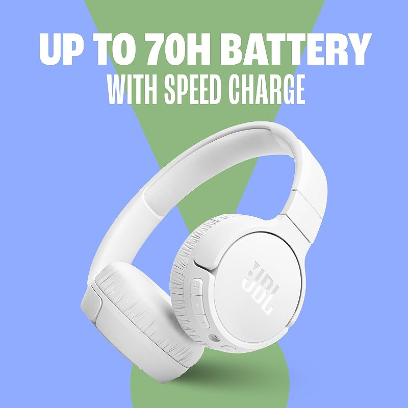 Fones de ouvido jbl tune 670nc, fones de ouvido leves sem fio com cancelamento de ruído adaptável, bluetooth e 70 horas de bateria, preto