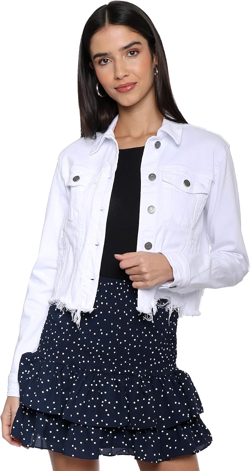 frayed white denim jacket