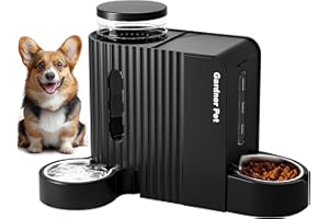 GARDNER PET Automatic Gravity Pet Feeder, 1.8 Gallons*2 Dog Feeder and Water Dispenser Set, 2-in-1 Automatic 100% BPA-Free Feeder and Stainless Steel Water Dispenser for Dogs, Cats, Rabbits, Puppies (Black)
