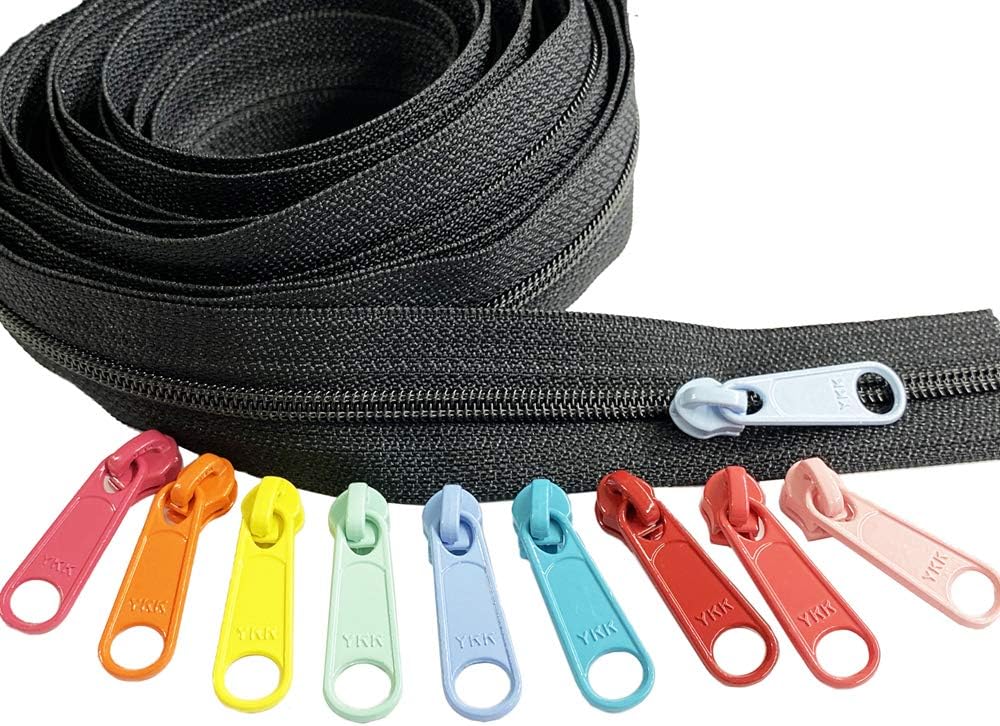 Zipper by The Yard Ykk 4.5 Nylon Coil Zippers Chain Black 5Yards of Make Your