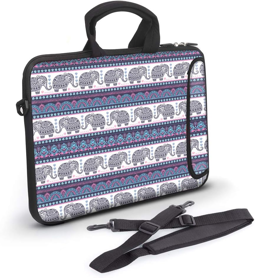 Anyshock Neoprene Laptop Shoulder Bag Carrying Case Sleeve Water-Resistant with Extra Pocket Messenger Computer Bag Compatible 17-17.3 inch MacBook Air Pro, HP(Sketch Elephant)