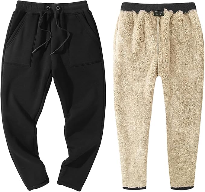 Gihuo Men's Winter Fleece Sweatpants Sherpa Lined Athletic Pants Lounge