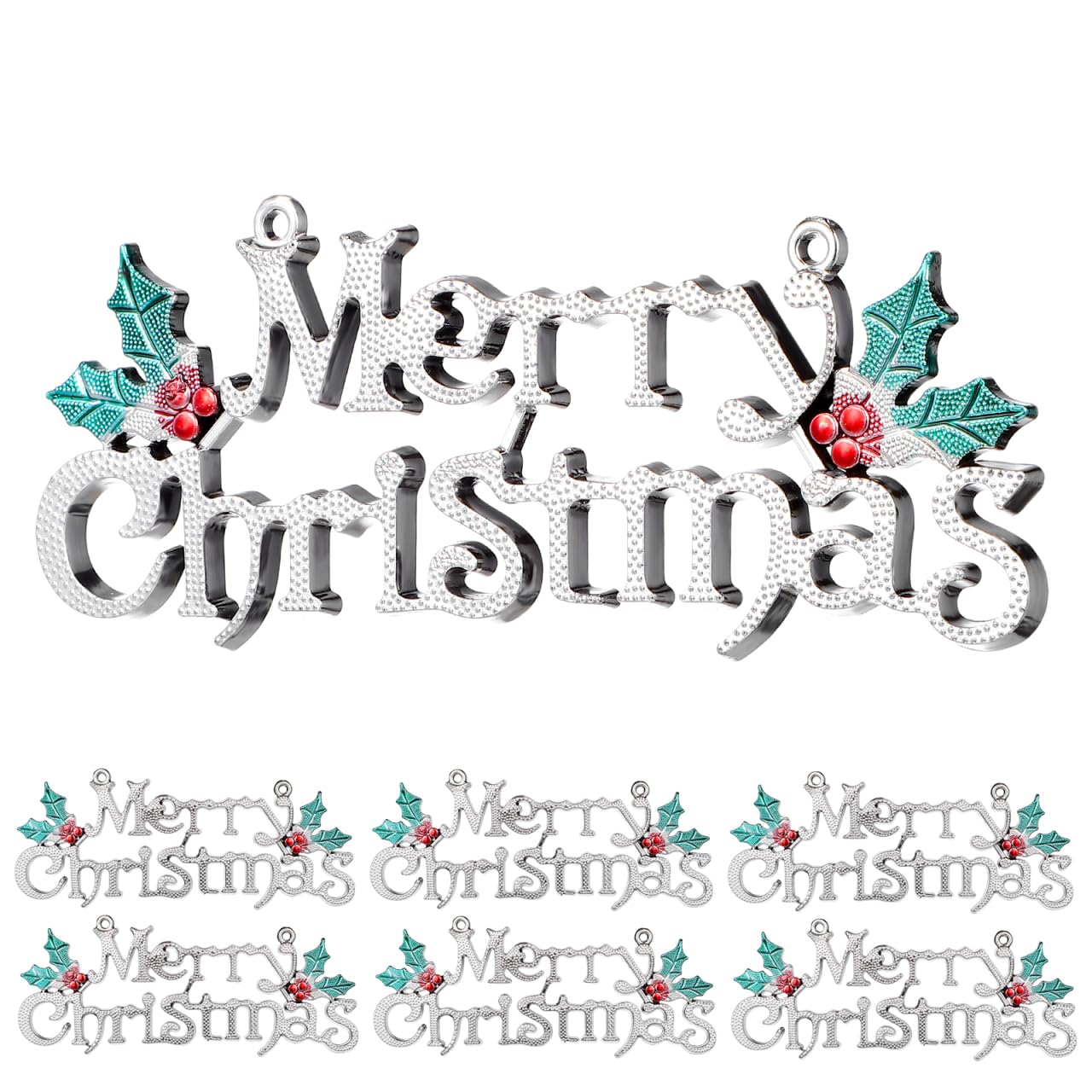 Happyyami 12pcs Merry Christmas Hanging Signs Plastic Door Decor with Blessing Phrase Boards for Xmas Wall and Door Decorations Letters Suitable for Home Cafe Office Festive Atmosphere