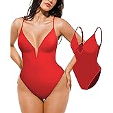Popilush Tummy Control Swimsuits for Women Shapewear One Piece Deep V Neck Underwire Swimsuit Summer Beach Pool Vacation