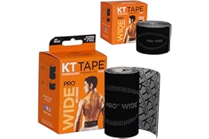 KT Tape Pro Wide, Precut Strip(10 Each), Black, 10 Inch (Pack of 10)