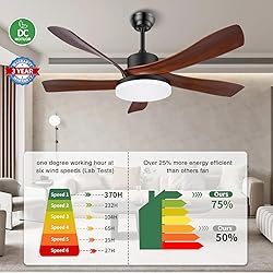 ODUFO 56 Inch Ceiling Fans with Lights and