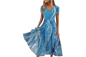 Bilqis Chiffon Dresses for Women 2024 Plus Size Summer Dress Floral Print Flowy Sundress V Neck Short Sleeve Long Beach Dress