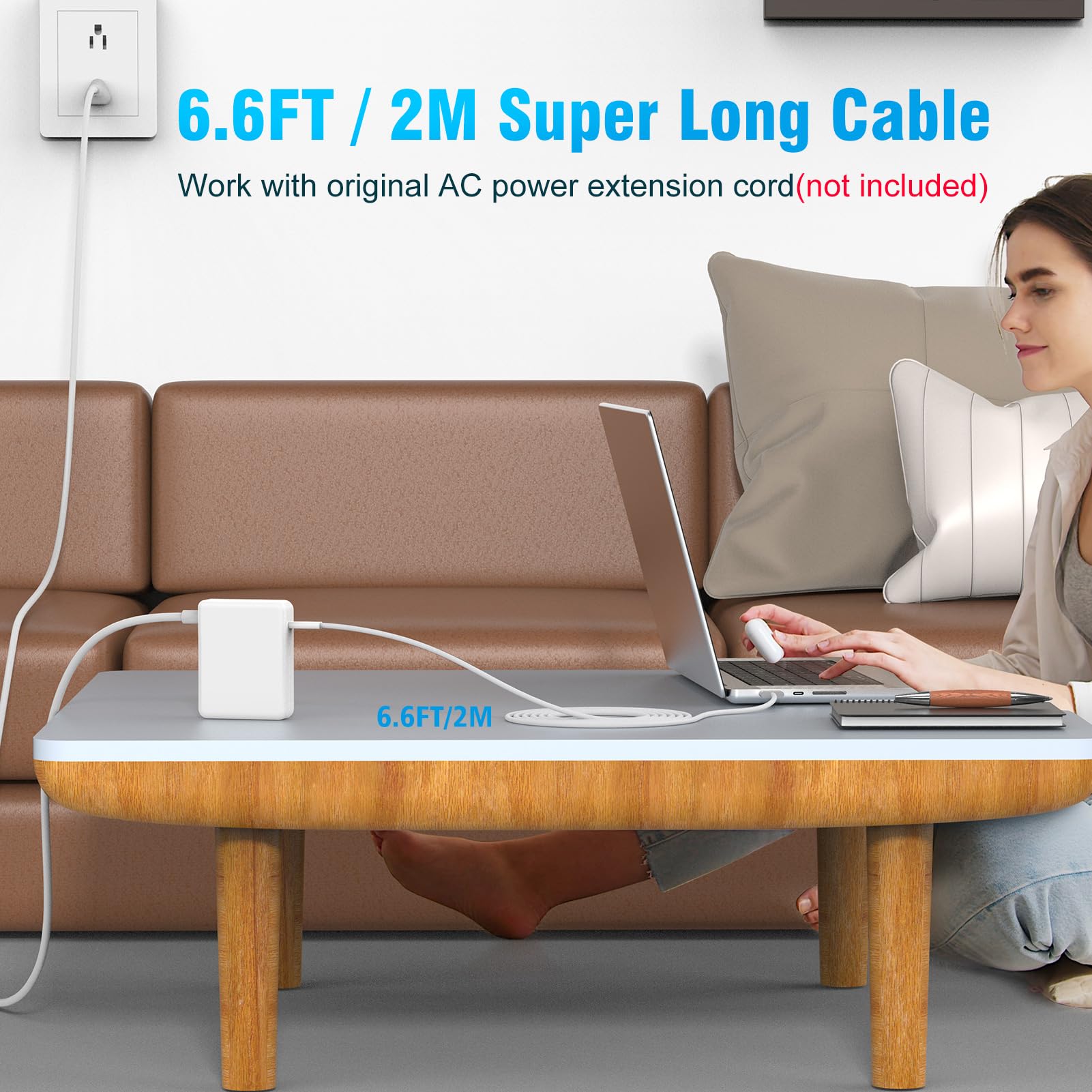 140W USB C Charger Power Adapter for MacBook Pro 16 14 inch 2023 2022 2021 M3 M2 M1 PD3.1, 2022 2023 2024 MacBook Air 13 15 inch, 6.6FT USB C to 3 Braided Cable LED, Powerful Connect, Original Quality