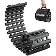 M-AUTO All-Weather Portable Auto Traction Mat Tire Grip Aid, Car Escape Mat, Coilable Non-Slip Mat to Unstuck Vehicle from Snow, Ice, Mud, and Sand, 39" Recovery Tracks with Storage Bag, Load 7.7 Ton
