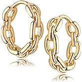 FETTERO Gold Huggie Hoop Earrings for Women Gold Plated Dainty Hypoallergenic Earrings Twist Link Hoops Simple Minimalist Earring Jewelry for Women