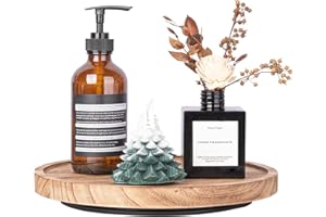 ZOOCATIA 10" Wood Lazy Susan Organizer Kitchen Turntable for Cabinet Farmhouse Bathroom Decor Round Decorative Tray for Vanity, Counter, Sink, Coffee Table, Brown