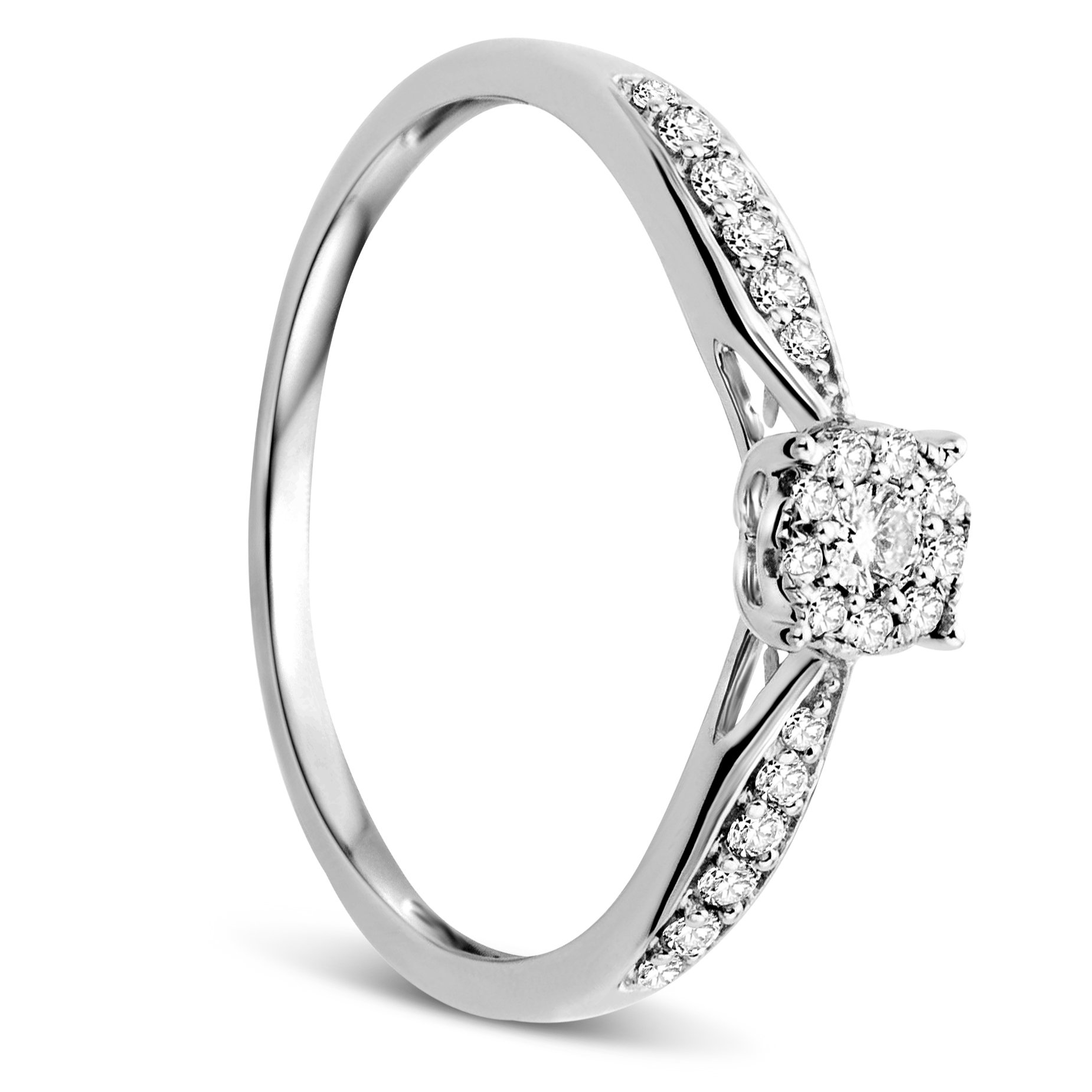OROVI White Gold Ring for Women with Diamonds in 9 Carat Gold, Hypoallergenic Ring - including jewellery box