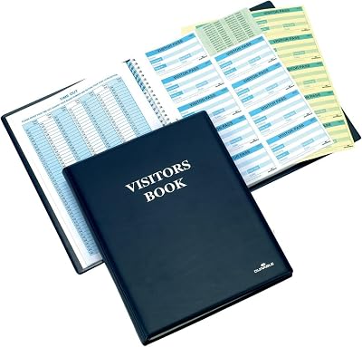 Durable Visitor Book 300 with Leather Look Finish and 300 Badge Inserts