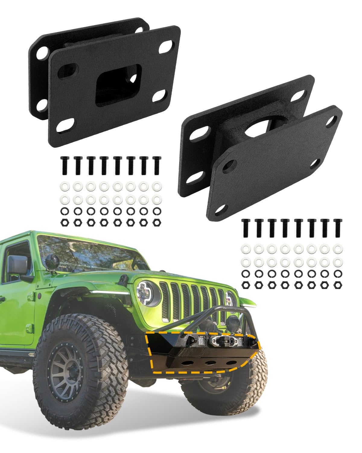 Photo 1 of Front Bumper Extension Bracket, Compatible with 2007-2024 Jeep Wrangler JK JL 4Xe / Gladiator, Bumper Extension Mounting Support Kit, Bumpers Extended Mount Stay Set, Extra Holder, 2 1/8" Depth
