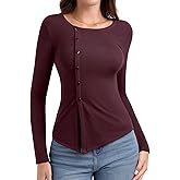PINKMSTYLE Womens Asymmetrical Long Sleeve Shirt Casual Tunic Tops for Leggings Teacher Shirts