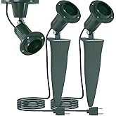 Home Intuition Outdoor Flood Stake Light Plug in Stakelight Fixture with Wall Mount (6-Feet Cord, 18/2-Gauge), 2-Pack