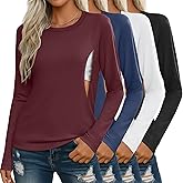 Sweetyweee 4 Pack Women's Nursing Breastfeeding Tops, Long Sleeve Maternity Shirts Loose Fit Hidden Zipper Pregnancy Clothes