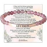 ColoGlaBy Let Them Bracelets for Women, Let Them Bead Lettering Bracelet, Purple Stretchy Inspirational Bracelets, Healing Crystal Beaded Personalized Encouragement Jewelry for Sisters Friends Mom