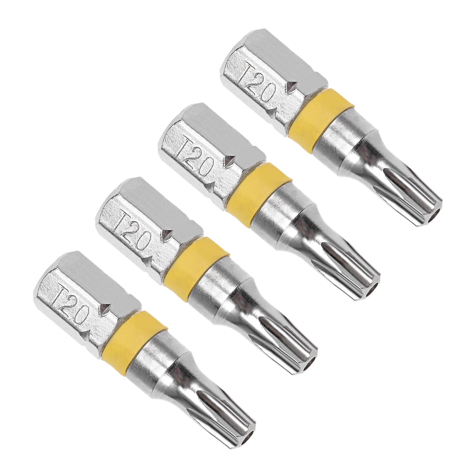 CoCud Torx Screwdriver Bits, 1/4" Hex Shank T20, Security Steel Screwdriver Bit - (Applications: for Car Maintenance), 4-Pieces