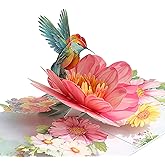 Sharonlily 3D Hummingbird and Flower Pop Up Card, 3D Flower Greeting Pop-Up Card for Birthday, Anniversary, Thank You, Mother’s Day, Thinking of You, Nature Lovers Gift for Women and Mom