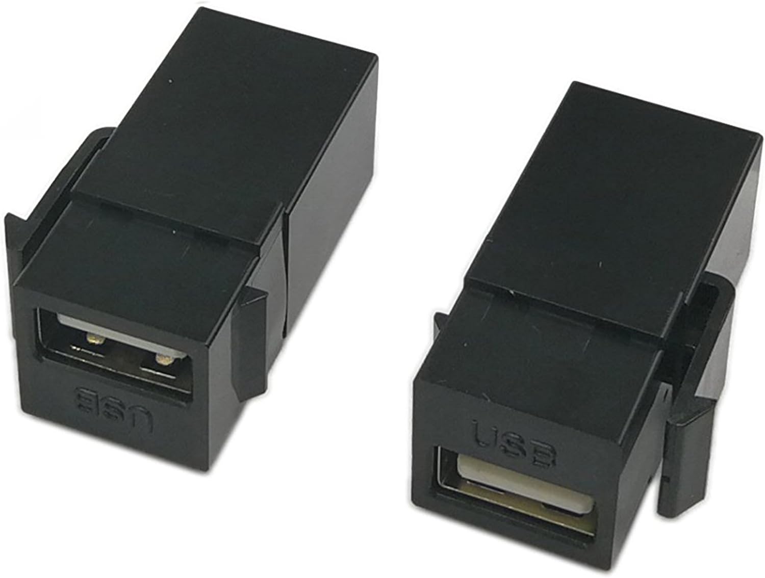 zdyCGTime USB 2.0 Keystone Jack Inserts, (2-Pack) USB 2.0 Adapters Female to Female Connector For Wall Plate Outlet Panel-Black