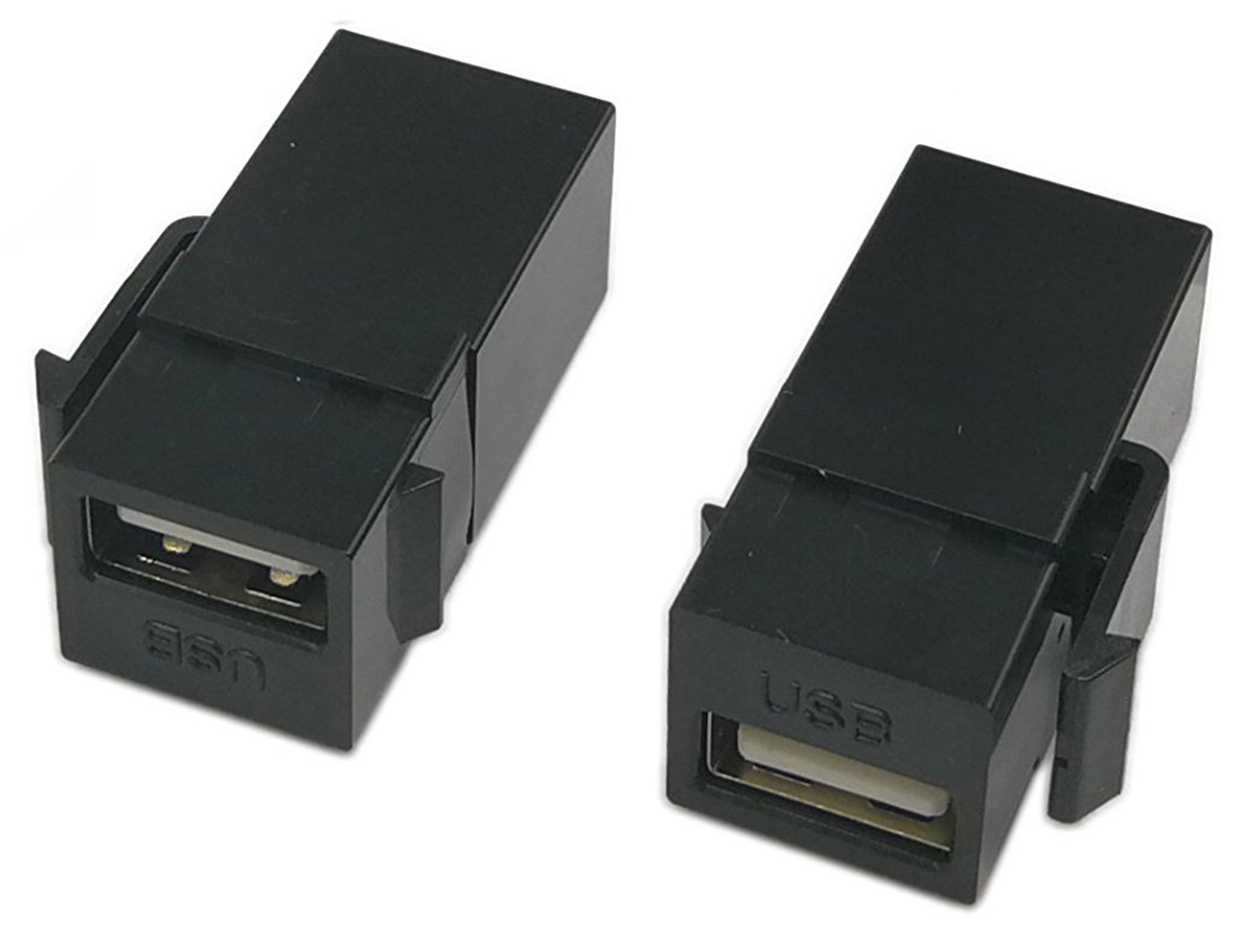 zdyCGTime USB 2.0 Keystone Jack Inserts, (2-Pack) USB 2.0 Adapters Female to Female Connector For Wall Plate Outlet Panel-Black