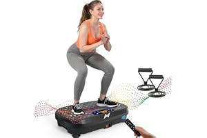 AXV Vibration Plate Exercise Machine Fitness Platform Body Vibrating Board | Curved Design 200W Powerful Oscillating 120 Level Shake Plate for Lymphatic Drainage Recovery Whole Body Toning With Handles