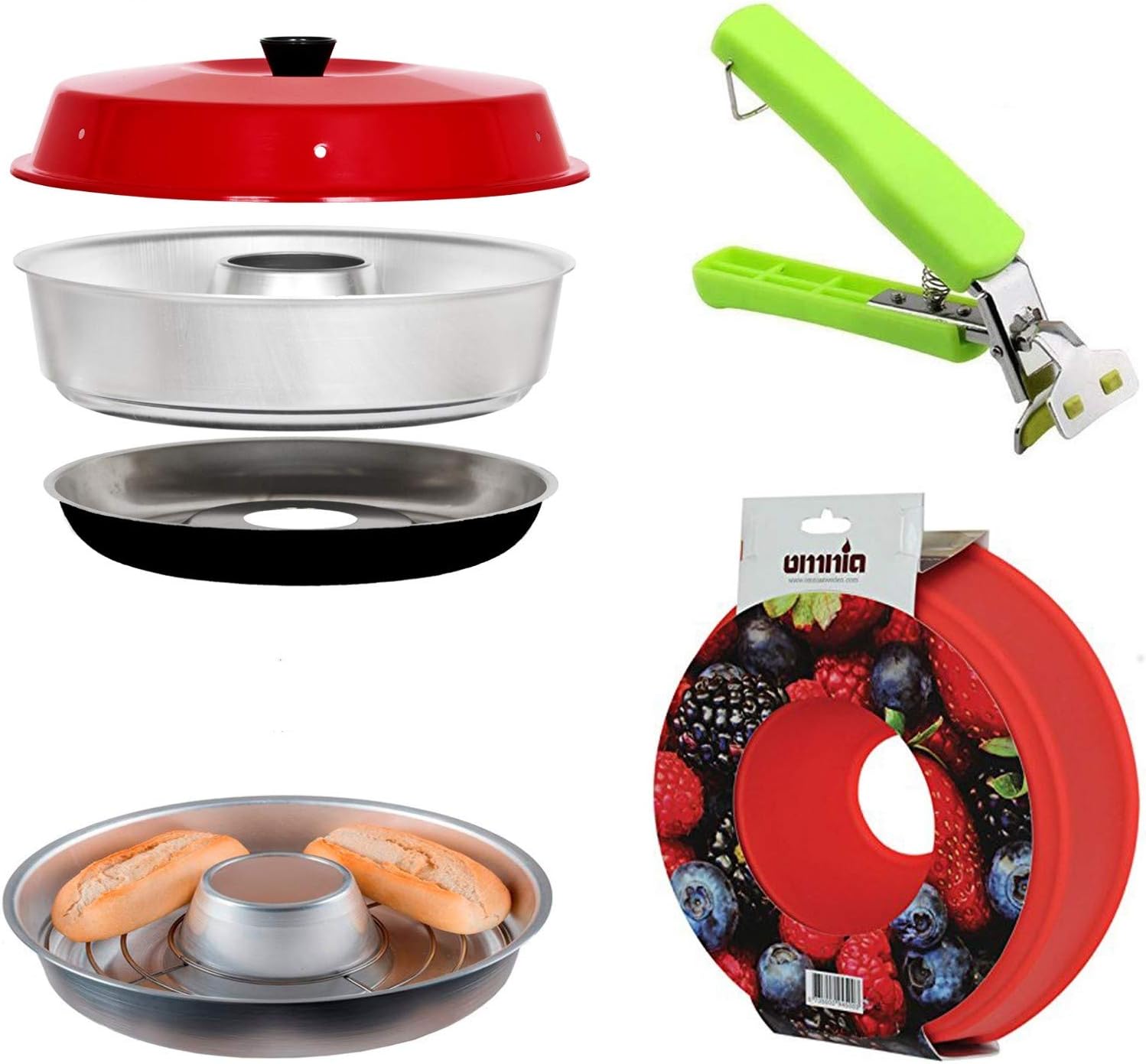 Spar-Set 7-teilig - Omnia Backofen Sonder Edition + Silikonform + Aufbackgitter + Haltegriff + Aufbewahrungstasche