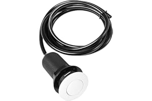 CLEESINK Air Activated Switch Button with Air Hose, Sink Top White Push Button for Food Waste Garbage Disposal Part (LONG, 4 Inch)