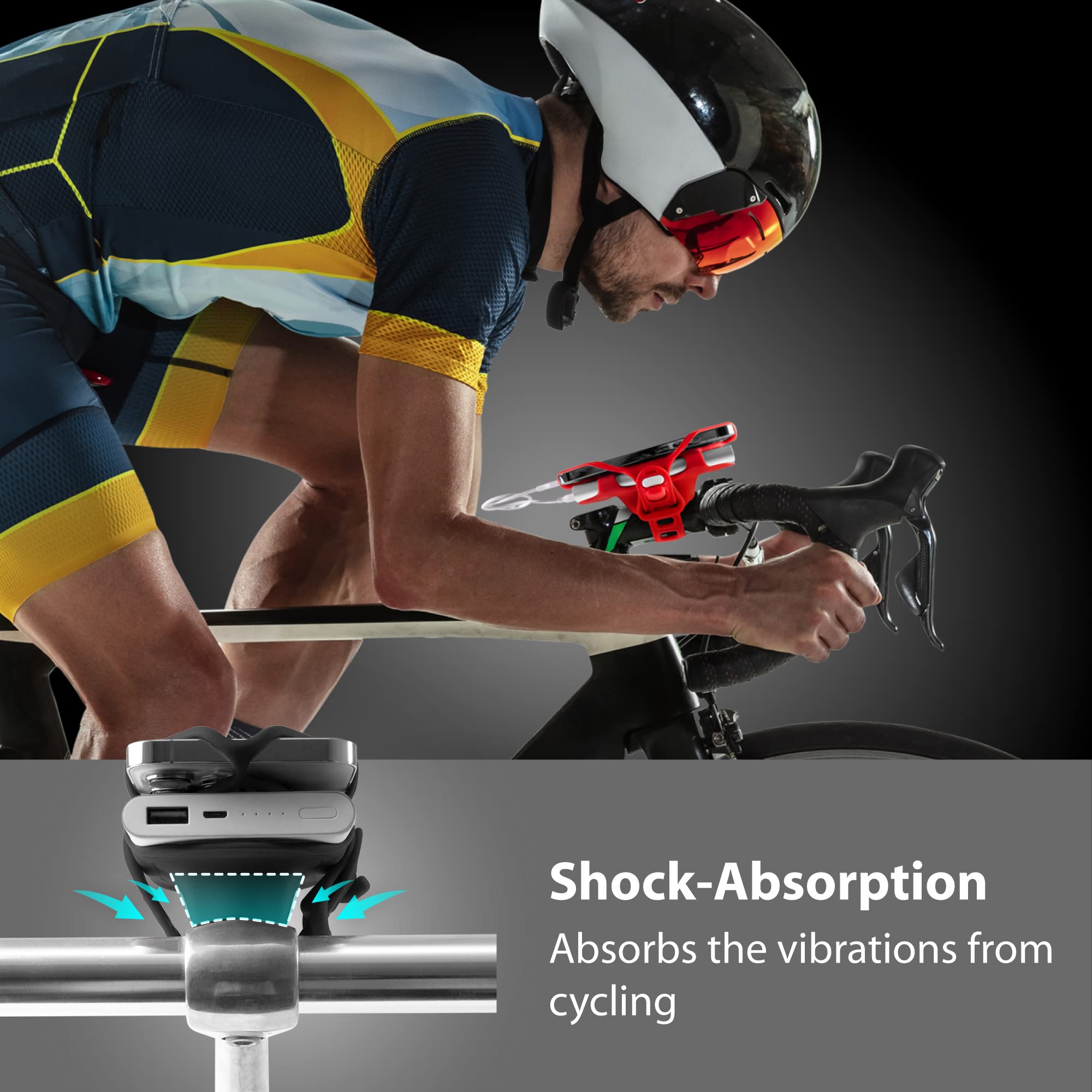 【Bone】 Bike Phone Mount Universal 2 in 1 Phone Holder for Bike, Charger Mount Stem, Bike Accessories for iPhone 13 12 11 Pro Max Samsung S20 S21, Fit 4.7