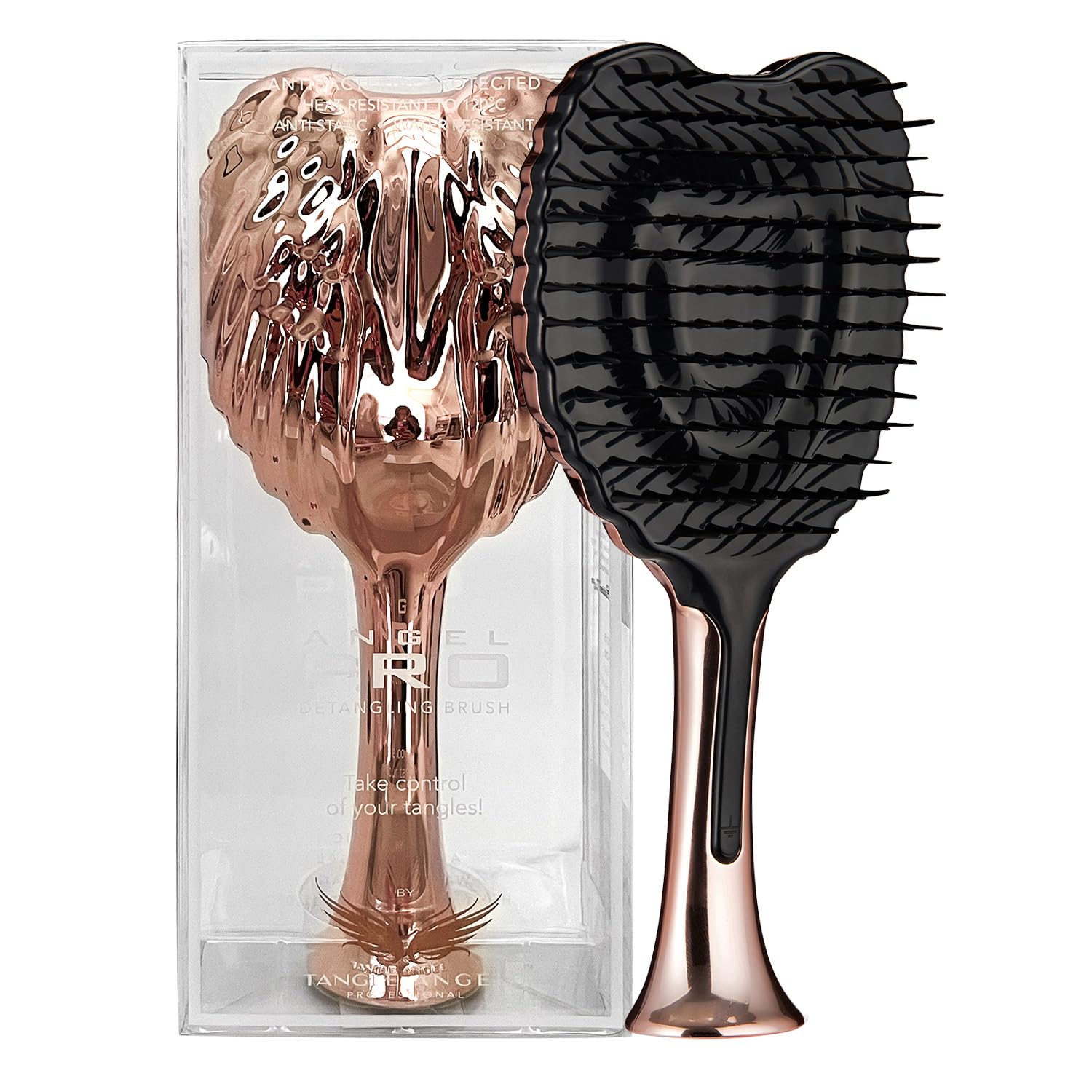 Detangle Hair Brush - Anti Static Brush with Detangling Soft Bristles for Wig, Straight, Wavy & Curly Hair - Wet & Dry Luxurious Tangle Tamer - Tangle Angel Pro Hairbrushes for Women - Rose Gold