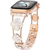 WINGLE Bling Band for Apple Watch Bands Women Series 11 10 SE 3/2/1 40mm 41mm 38mm 42mm 44mm 45mm 46mm Series 9 8 7 6 5 4 3 2 1, Sparkle Diamond Bracelet Cute Lucky 4 Leaf Clover Dressy iWatch Band